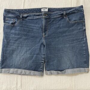 Old Navy Denim Regular Shorts Stretch Blue Jeans Women's Plus 24 Casual Cuffed